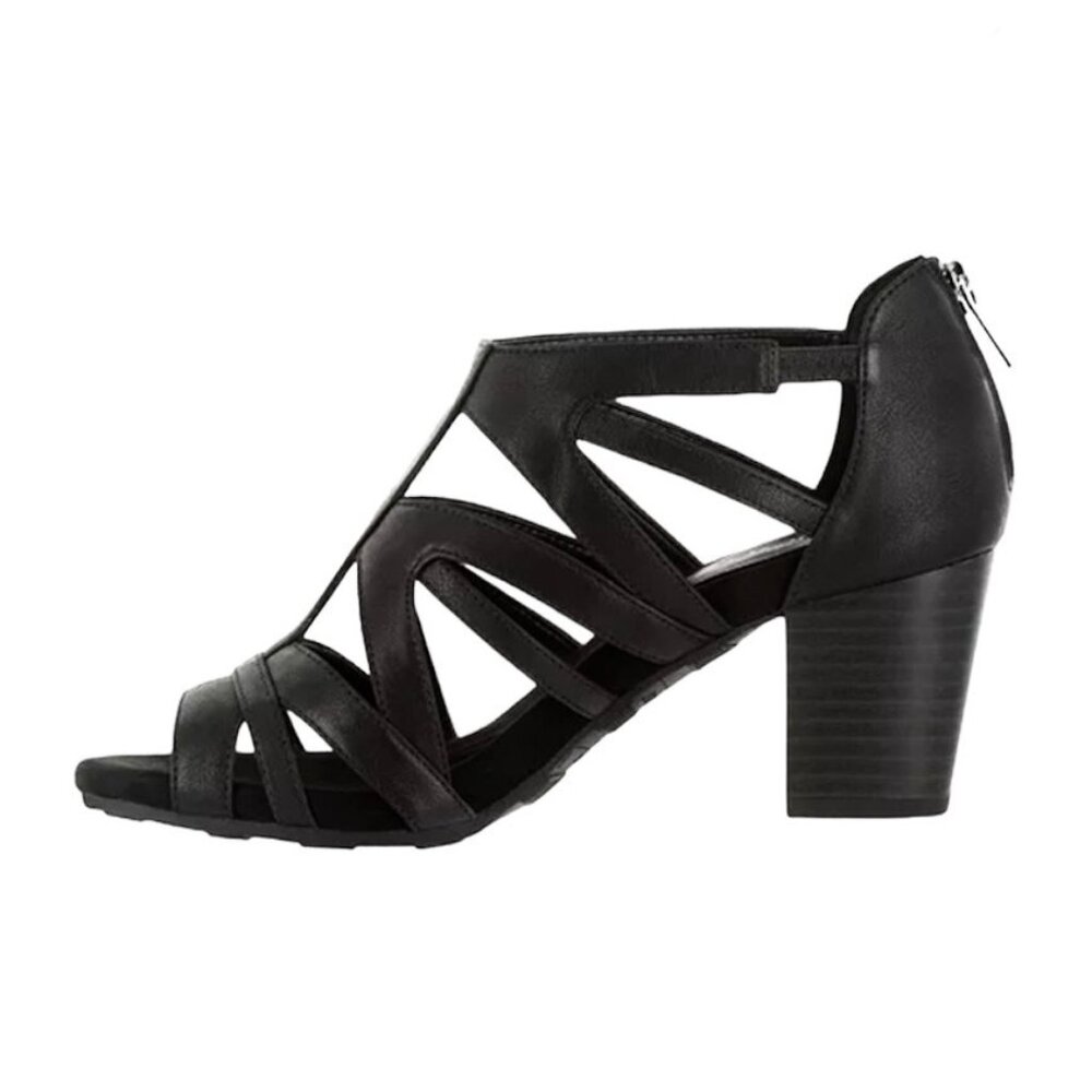 Easy Street AMAZE Women's Multi-Strap Heel Sandals Black Size 6.5 - Picture 3 of 7